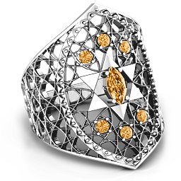 Star of David Lattice Ring in 925 Sterling Silver with Citrine