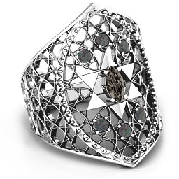 Star of David Lattice Ring in 925 Sterling Silver with Smokey Quartz and Alexandrite