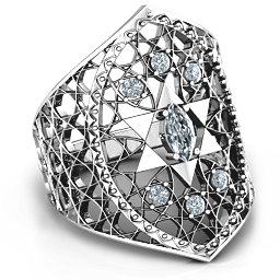 Star of David Lattice Ring in 10K Solid White Gold