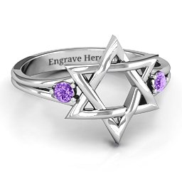 Classic Star of David Ring in 925 Sterling Silver with Amethyst