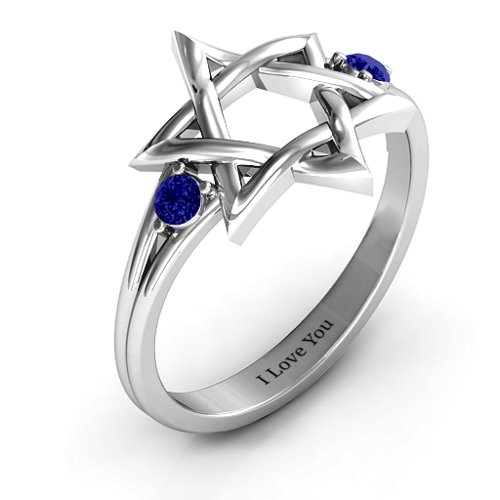 Classic Star of David Ring – Sterling Silver with Blue Sapphire