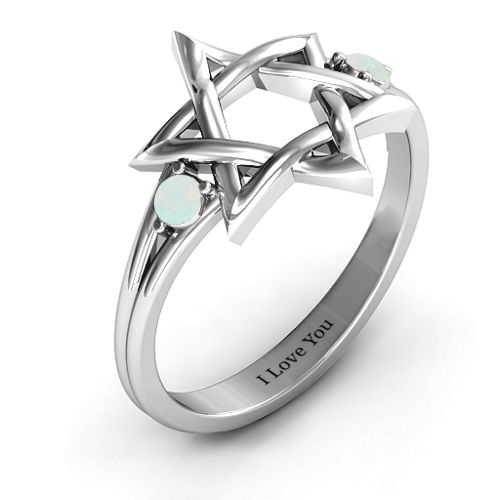 Classic Star of David Ring – Sterling Silver with Opal