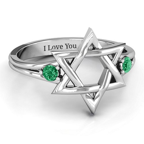 Classic Star of David Ring – Sterling Silver with Emerald