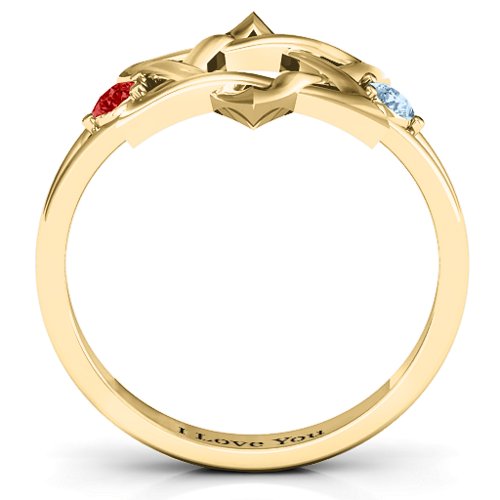 Classic Star of David Ring – 10K Yellow Gold with Garnet and Aquamarine