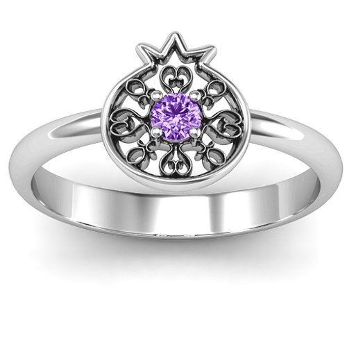 Pomegranate with Filigree Ring – Sterling Silver with Amethyst