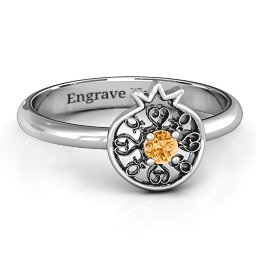 Pomegranate with Filigree Ring in 925 Sterling Silver with Citrine