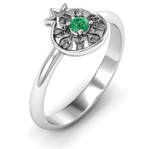 Pomegranate with Filigree Ring – Sterling Silver with Emerald