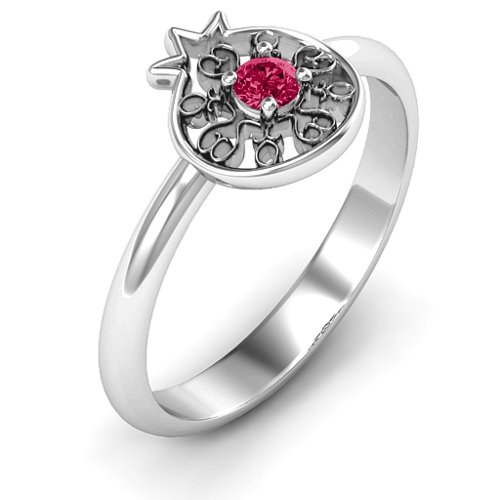 Pomegranate with Filigree Ring – Sterling Silver with Ruby
