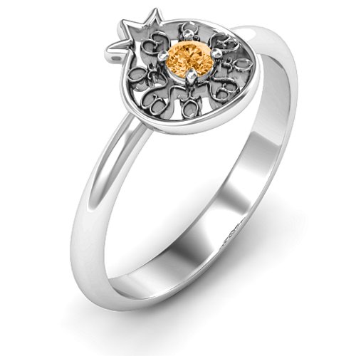 Pomegranate with Filigree Ring – Sterling Silver with Citrine