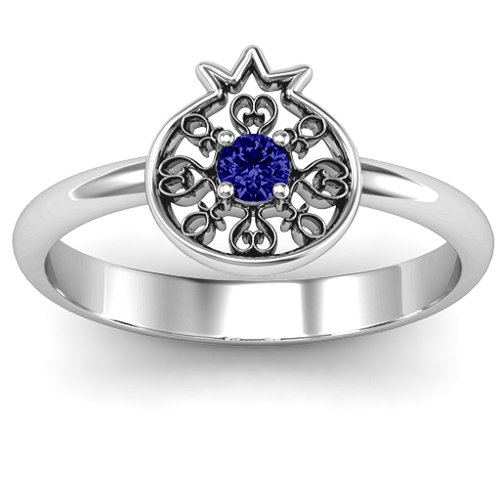 Pomegranate with Filigree Ring – Sterling Silver with Blue Sapphire