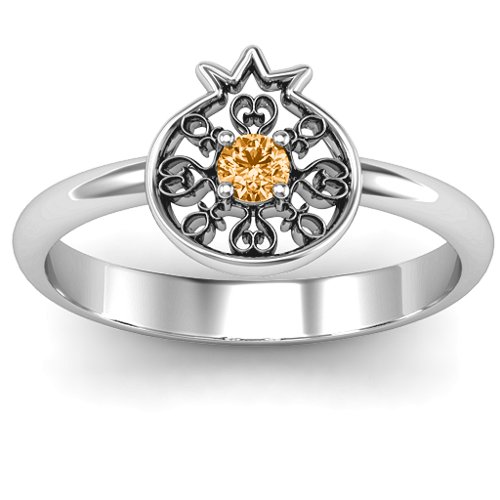 Pomegranate with Filigree Ring – Sterling Silver with Citrine
