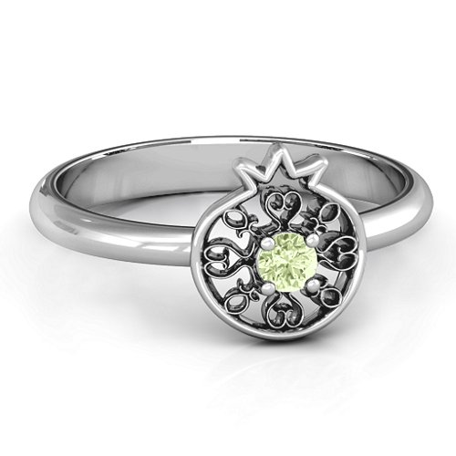 Pomegranate with Filigree Ring – Sterling Silver with Peridot