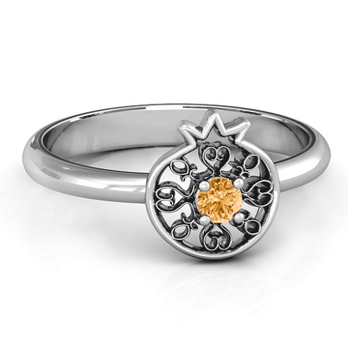 Pomegranate with Filigree Ring – Sterling Silver with Citrine