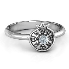 Pomegranate with Filigree Ring – 10K White Gold with Cubic Zirconia
