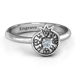 Pomegranate with Filigree Ring in 10K Solid White Gold