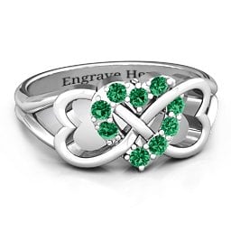 Birthstone Triple Heart Infinity Ring