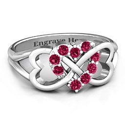 Birthstone Triple Heart Infinity Ring