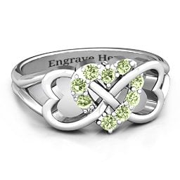 Birthstone Triple Heart Infinity Ring