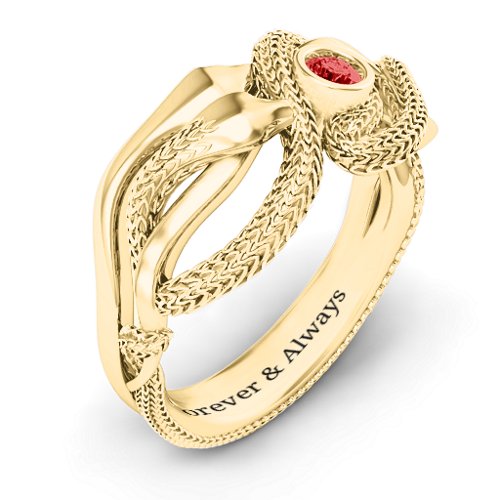 Guardian Snake Ring – 10K Yellow Gold with Garnet
