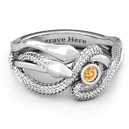 Guardian Snake Ring in 925 Sterling Silver with Citrine