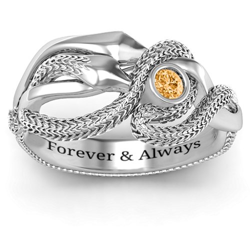 Guardian Snake Ring – Sterling Silver with Citrine