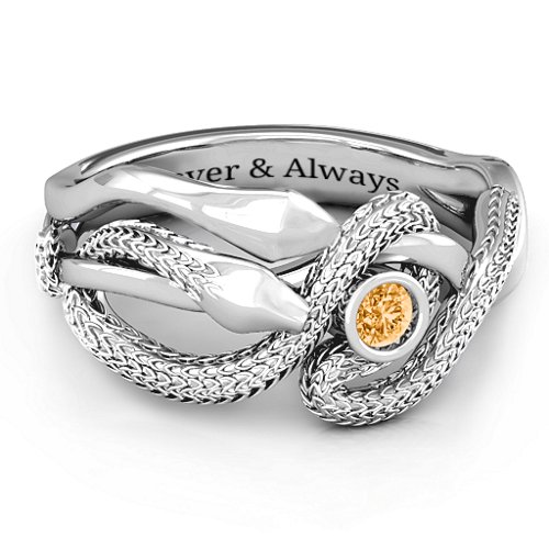 Guardian Snake Ring – Sterling Silver with Citrine