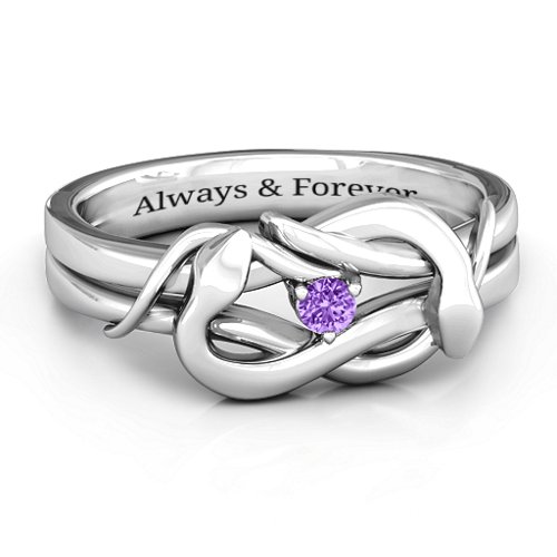 Snake Lover's Knot Ring – Sterling Silver with Amethyst