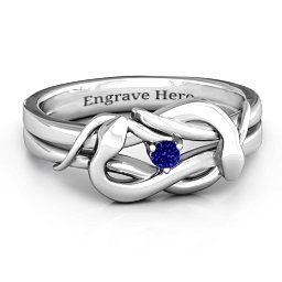 Snake Lover's Knot Ring in 925 Sterling Silver with Blue Sapphire