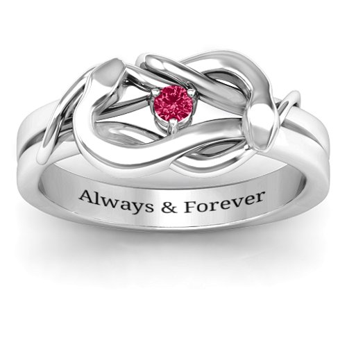 Snake Lover's Knot Ring – Sterling Silver with Ruby