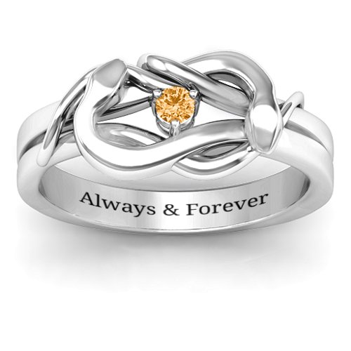 Snake Lover's Knot Ring – Sterling Silver with Citrine