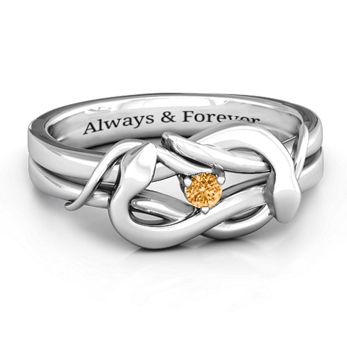 Snake Lover's Knot Ring – Sterling Silver with Citrine
