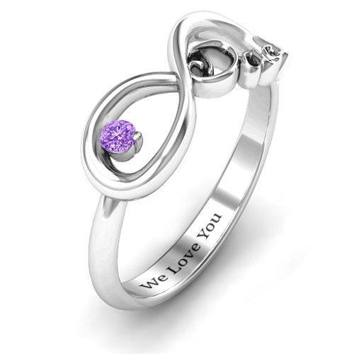 Dad Infinity Ring – Sterling Silver with Amethyst