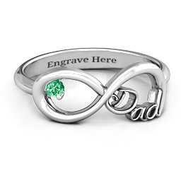 Dad Infinity Ring in 925 Sterling Silver with Emerald