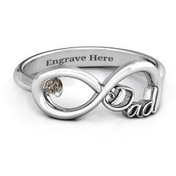 Dad Infinity Ring in 925 Sterling Silver with Smokey Quartz
