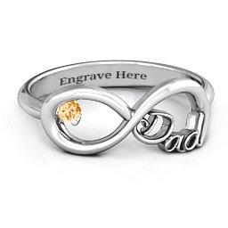 Dad Infinity Ring in 925 Sterling Silver with Citrine