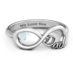 Dad Infinity Ring in 925 Sterling Silver with Opal