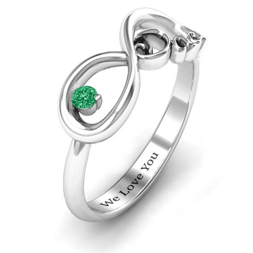 Dad Infinity Ring – Sterling Silver with Emerald