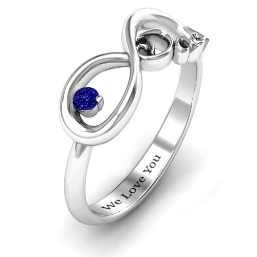 Dad Infinity Ring – Sterling Silver with Blue Sapphire