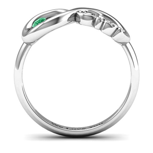 Dad Infinity Ring – Sterling Silver with Emerald