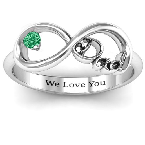 Dad Infinity Ring – Sterling Silver with Emerald