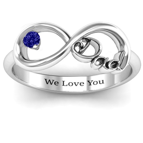 Dad Infinity Ring – Sterling Silver with Blue Sapphire