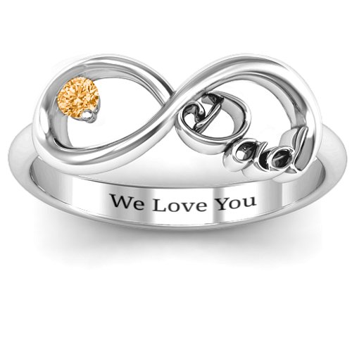 Dad Infinity Ring – Sterling Silver with Citrine