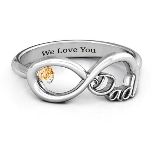 Dad Infinity Ring – Sterling Silver with Citrine