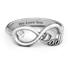 Dad Infinity Ring – 10K White Gold with Cubic Zirconia