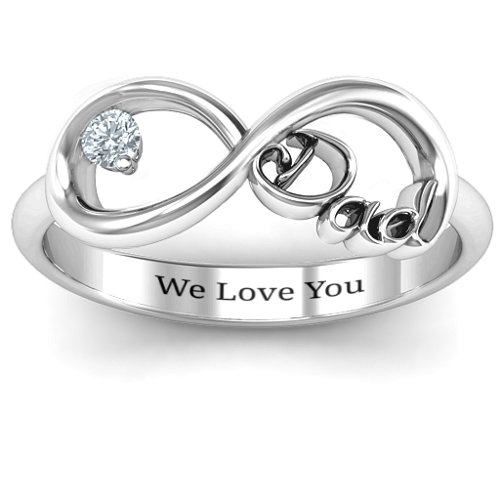 Dad Infinity Ring – 10K White Gold with Cubic Zirconia