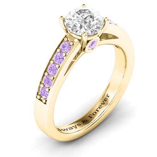 Peekaboo Ring – 10K Yellow Gold with White Premium Zirconia and Amethyst