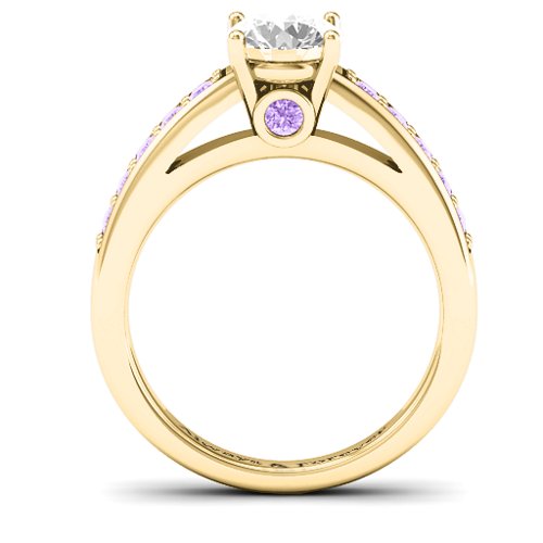 Peekaboo Ring – 10K Yellow Gold with White Premium Zirconia and Amethyst