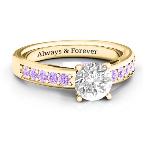 Peekaboo Ring – 10K Yellow Gold with White Premium Zirconia and Amethyst