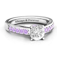 Peekaboo Ring – 10K White Gold with White Premium Zirconia and Amethyst