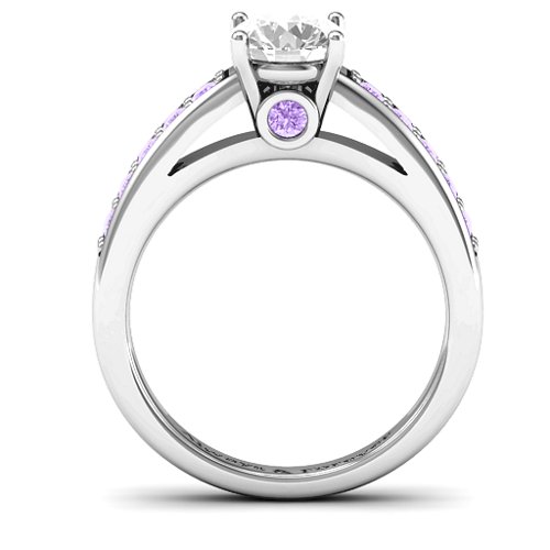 Peekaboo Ring – 10K White Gold with White Premium Zirconia and Amethyst